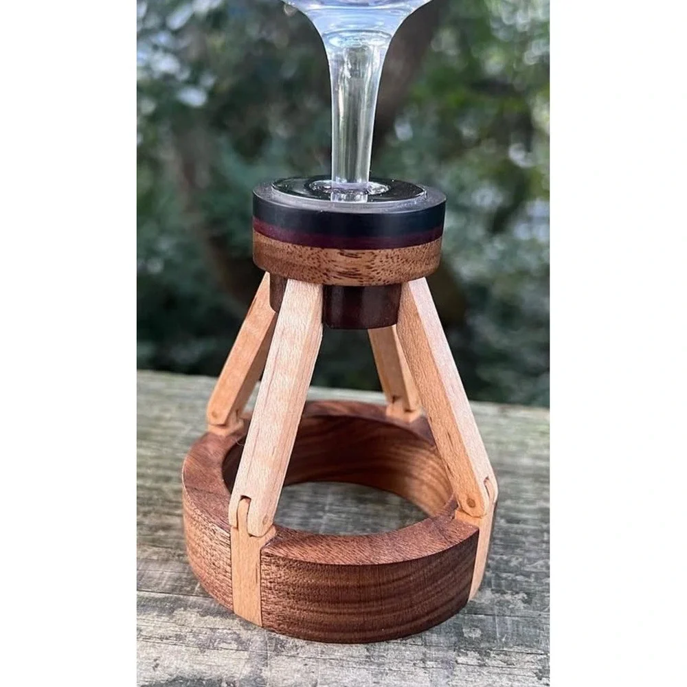 Unique Handmade Oak Maple Ebony Purple Heart Wood Wine‎ Glass New Gift